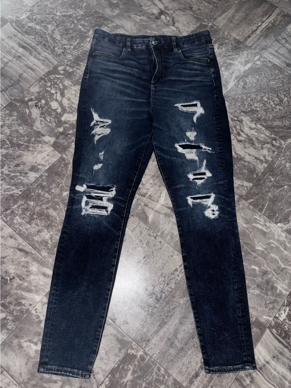 American Eagle Dream Jean Distressed Skinny Jeans Dark Wash Size 10 Regular